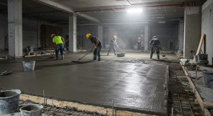 pose de plancher en béton